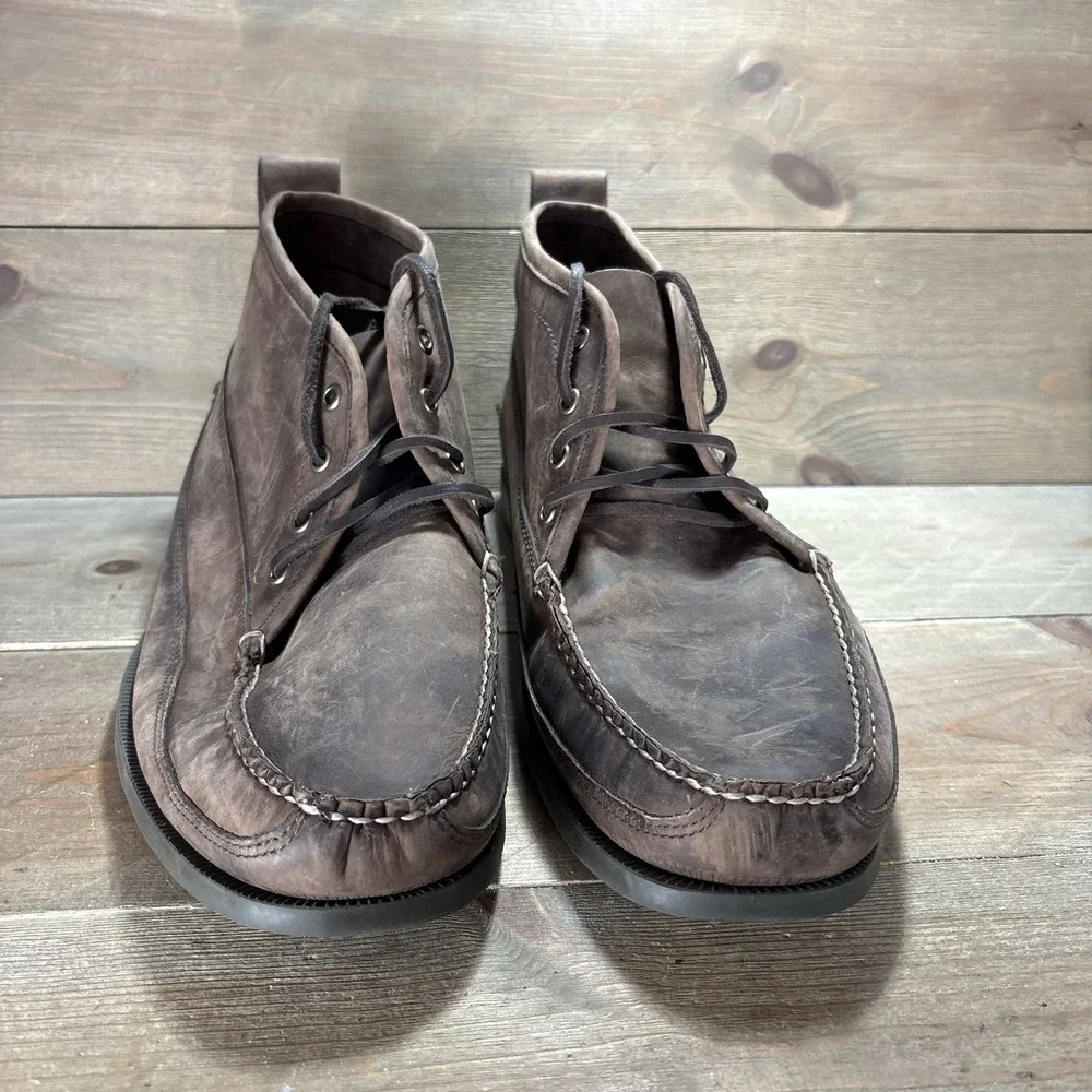 ll bean jackman mens size 14 shoes brown leather comfort chukka signature boots